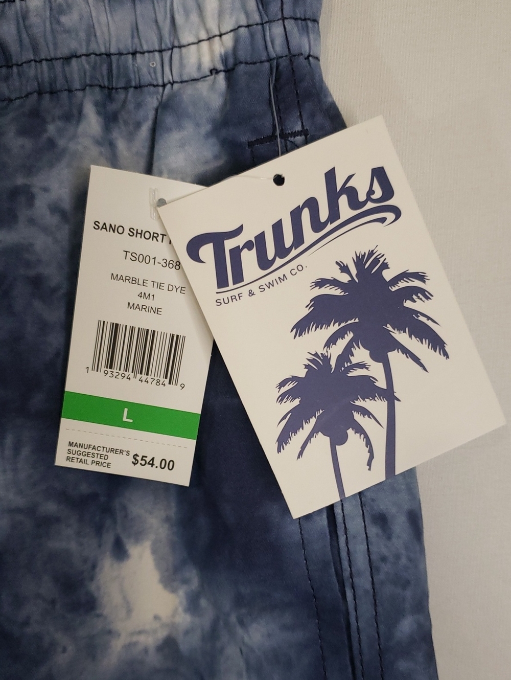 Trunks Blue Marble Tie Dye Sano Short Swim Trunks, Large - Picture 4 of 8
